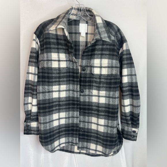 H&M black and white plaid shacket size XS - Picture 1 of 5